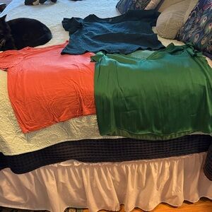 Green and Coral Blouses